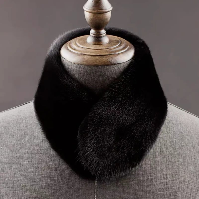 Мъжки шал от норкова козина, ръчна изработка, зимна топлина, ветроустойчив, делови стил