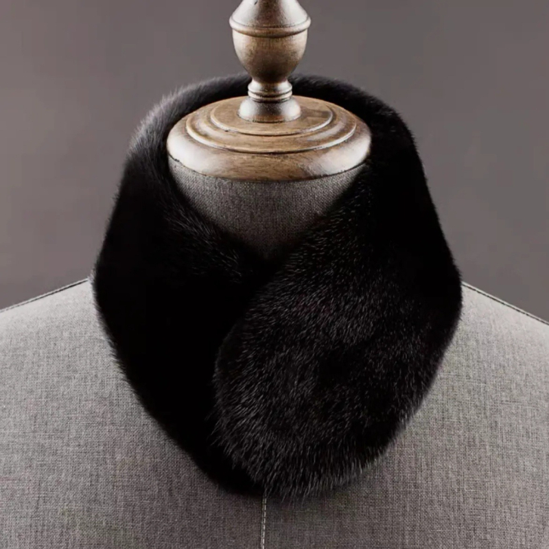 Мъжки шал от норкова козина, ръчна изработка, зимна топлина, ветроустойчив, делови стил