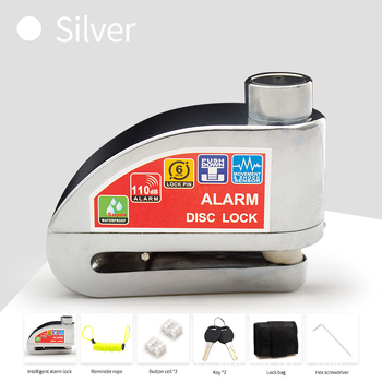 Lacăt cu alarmă pentru motociclete și biciclete, limbă de închidere din aliaj de aluminiu, portabil, impermeabil, reglabil, anti-foraj.