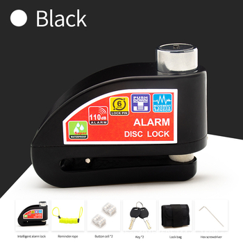 Lacăt cu alarmă pentru motociclete și biciclete, limbă de închidere din aliaj de aluminiu, portabil, impermeabil, reglabil, anti-foraj.