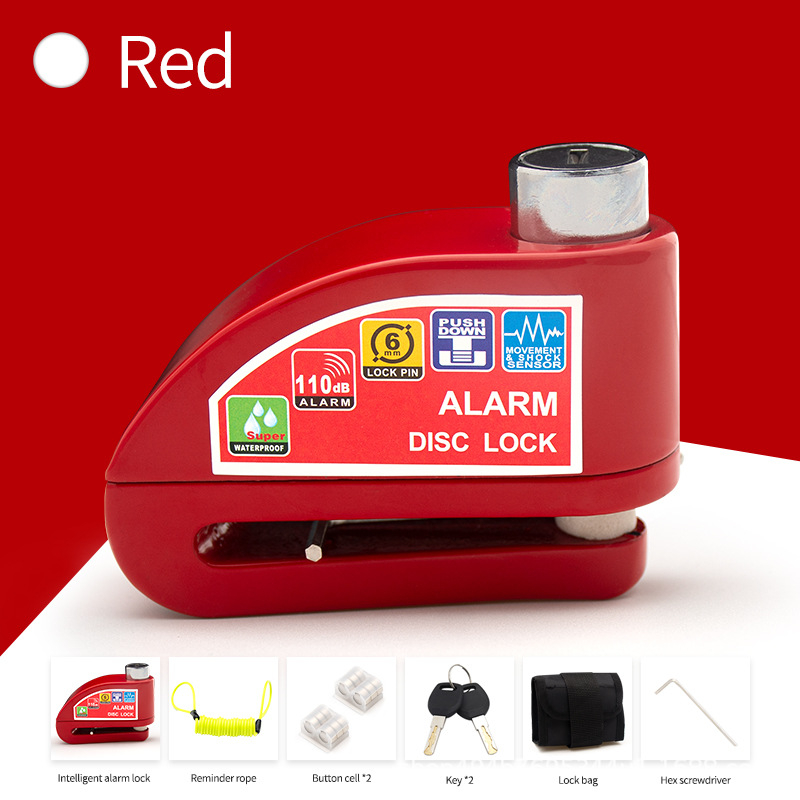 Lacăt cu alarmă pentru motociclete și biciclete, limbă de închidere din aliaj de aluminiu, portabil, impermeabil, reglabil, anti-foraj.