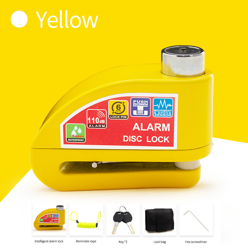 Lacăt cu alarmă pentru motociclete și biciclete, limbă de închidere din aliaj de aluminiu, portabil, impermeabil, reglabil, anti-foraj.
