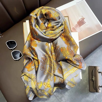 Šal od sintetičkog svile, produžena duljina, boemski vintage etnički stil; tkanje warp, otisak; brzo suši i zaštita od sunca