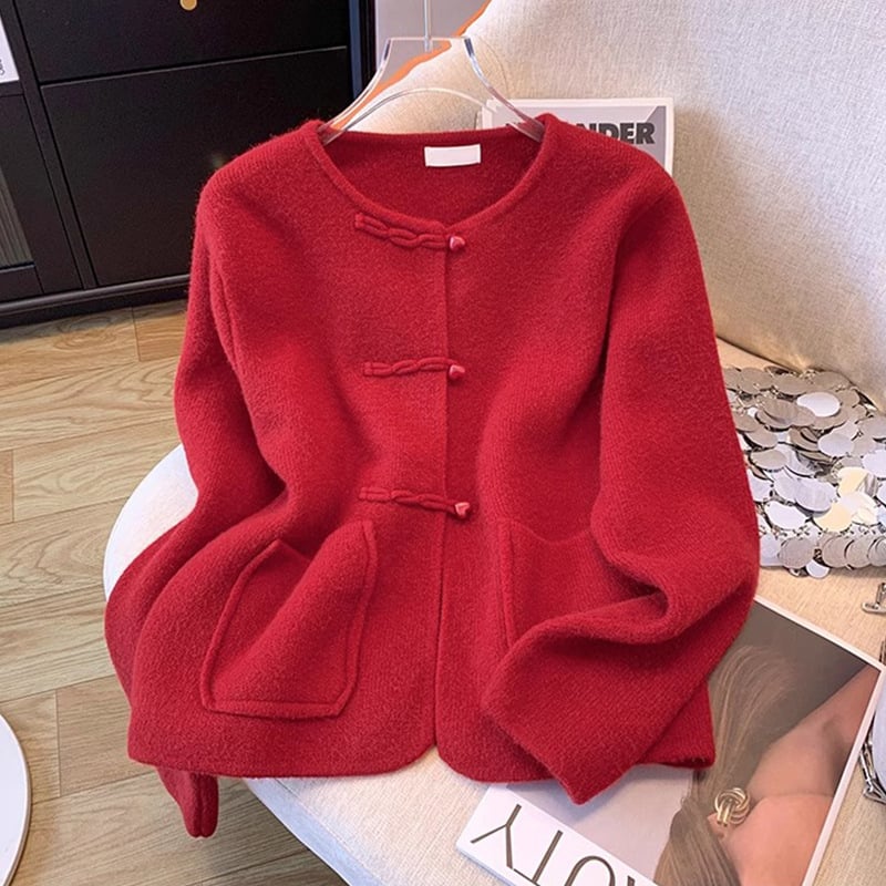 Cardigan-stil džemper-kabat s polo ovratnikom, princeze rukavi, jednostruko kopčanje, najlon tkanina s ovčjim velurom