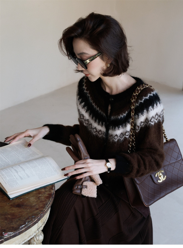 Cardigan s Fair Isle uzorkom, 95% vuna, okrugli izrez, raglan rukavi