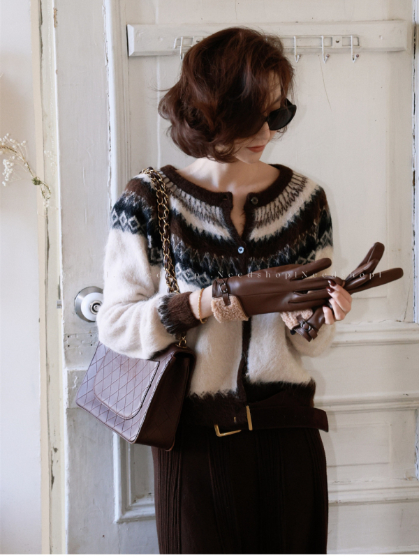 Cardigan s Fair Isle uzorkom, 95% vuna, okrugli izrez, raglan rukavi