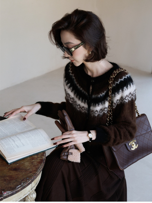 Cardigan s Fair Isle uzorkom, 95% vuna, okrugli izrez, raglan rukavi
