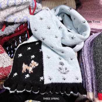 Вязан шал от чесан памук, warp knitting, запазва топлината, зимен аксесоар