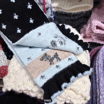 Вязан шал от чесан памук, warp knitting, запазва топлината, зимен аксесоар