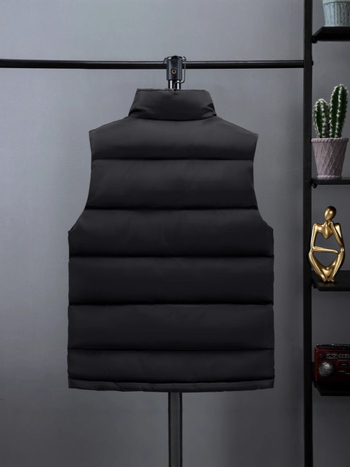 Ανδρικό γιλέκο με γέμισμα πολυεστέρα, κορεατικού στυλ, χαλαρή γραμμή, χωρίς κουκούλα, πολυεστερικό ύφασμα, χειμώνας 2025