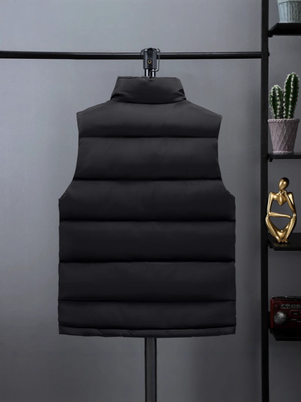 Ανδρικό γιλέκο με γέμισμα πολυεστέρα, κορεατικού στυλ, χαλαρή γραμμή, χωρίς κουκούλα, πολυεστερικό ύφασμα, χειμώνας 2025