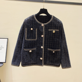 Kockás mintázatú kardigán, városi stílus, normál hosszúságú, kerek nyakú, viszkóz rostból