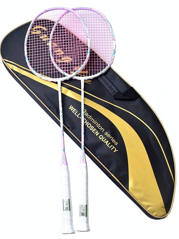 Комплект ракети за бадминтон - карбонова рамка, тегло 75–79 g, дръжка G5, 2 броя