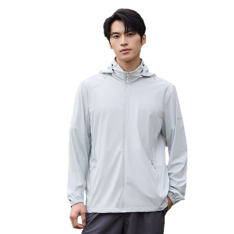 Унисекс нейлоново ветрово яке с UPF50+ слънцезащита, бързосъхнещо и дишащо, с качулка, за дейности на открито.