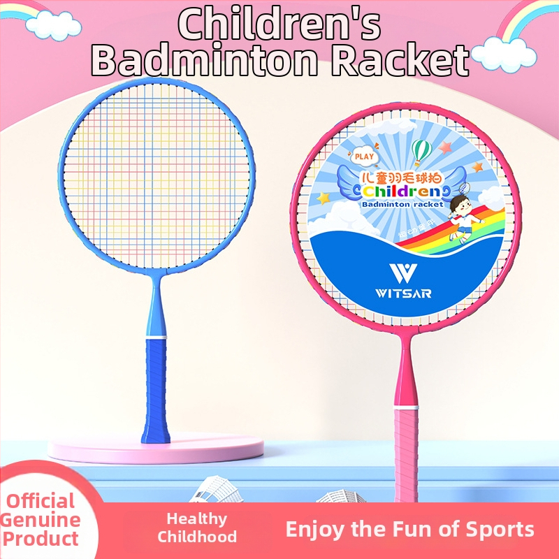 Детски комплект за бадминтон – двойни ракети, 95–100 g, рамка от железна сплав, Nylon струни, ръкохватка G1, умерена твърдост на щифта
