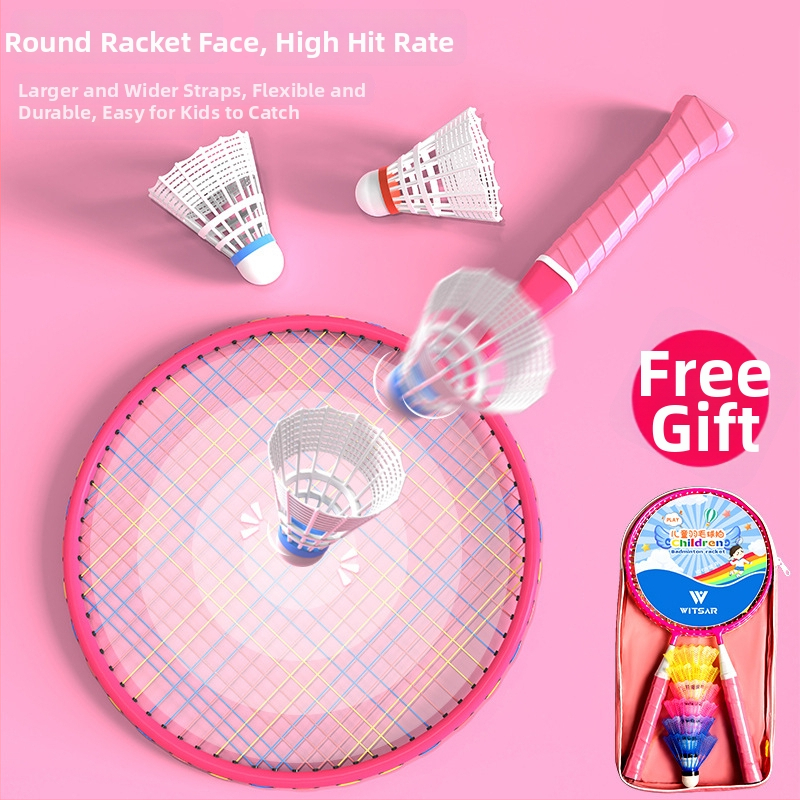 Детски комплект за бадминтон – двойни ракети, 95–100 g, рамка от железна сплав, Nylon струни, ръкохватка G1, умерена твърдост на щифта