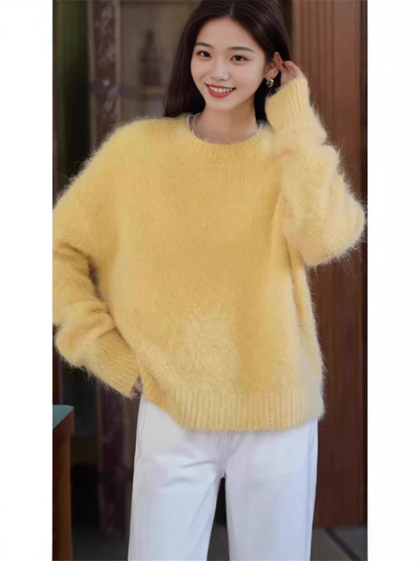 Pulover s polo ovratnikom, dugi rukavi, labav kroj, 70–80% spandex, jesen 2024