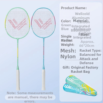 Welker ракетка за бадминтон, карбонова рамка, 90–94 g, хоризонтален удар, комплект 2 броя