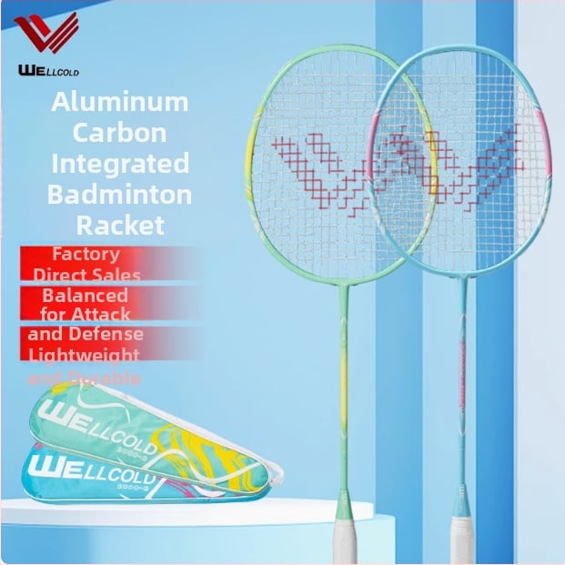 Welker ракетка за бадминтон, карбонова рамка, 90–94 g, хоризонтален удар, комплект 2 броя