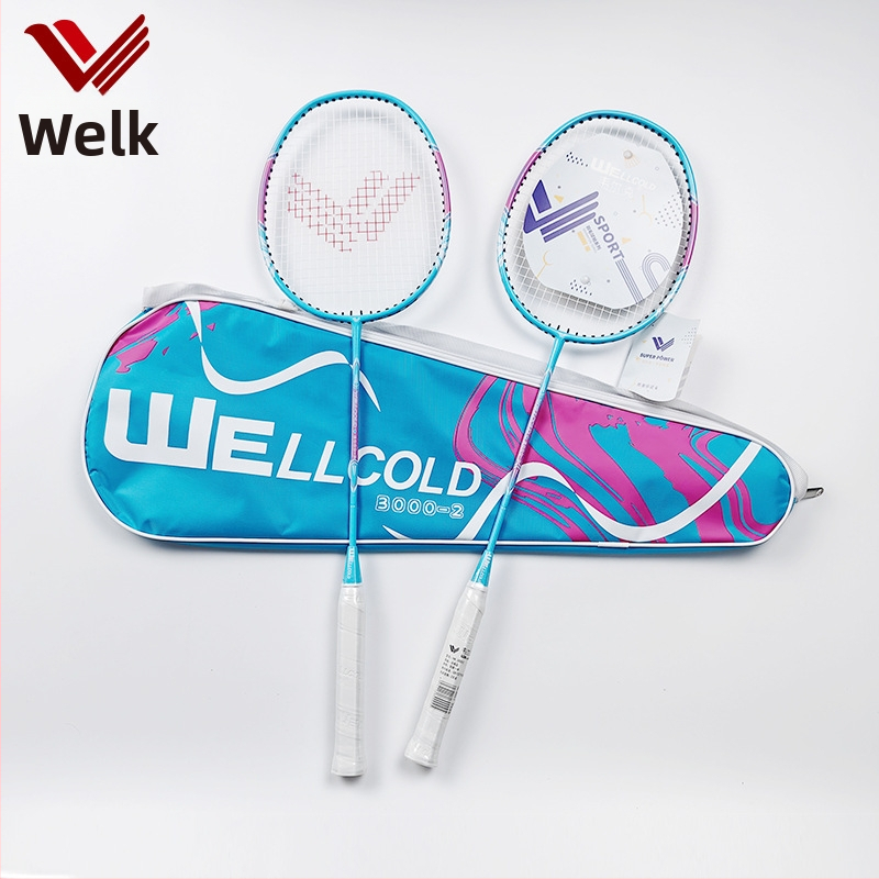 Welker ракетка за бадминтон, карбонова рамка, 90–94 g, хоризонтален удар, комплект 2 броя