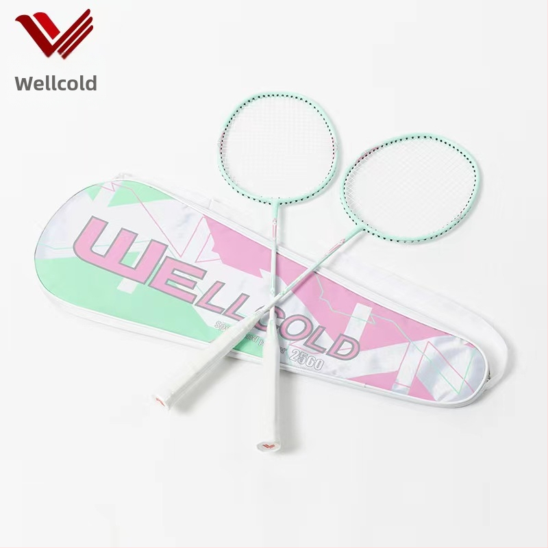 Welker ракетка за бадминтон, карбонова рамка, 90–94 g, хоризонтален удар, комплект 2 броя