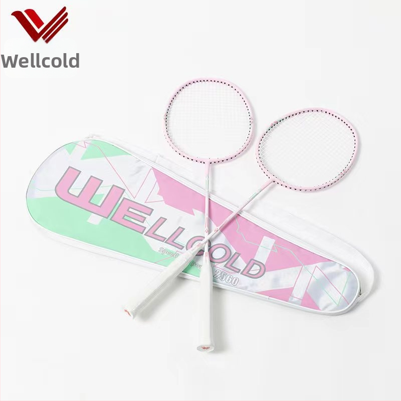 Welker ракетка за бадминтон, карбонова рамка, 90–94 g, хоризонтален удар, комплект 2 броя