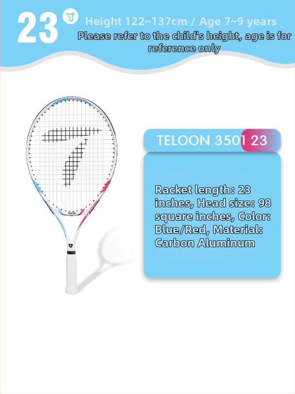 Tianlong детска тенис ракета за начинаещи – предварително опъната, алуминиева рамка, найлонови струни