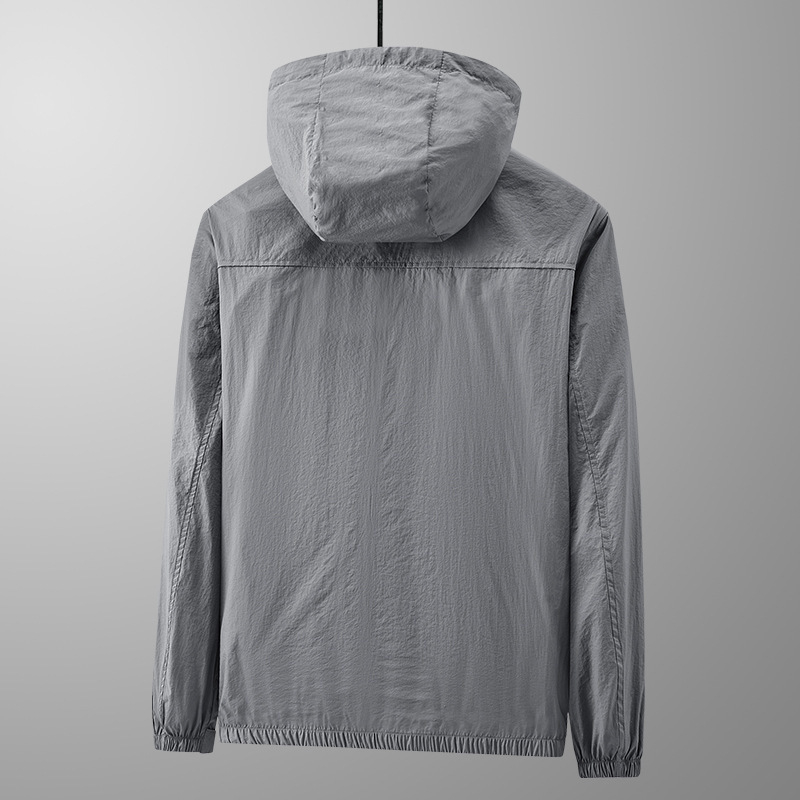 Kapuljačasta windbreaker jakna za zaštitu od sunca, najlonska mješavina, prozračna, SPF 50+, ziper