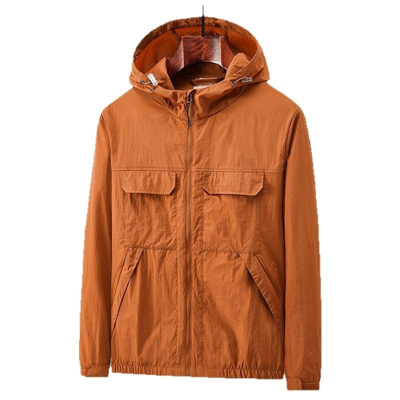 Kapuljačasta windbreaker jakna za zaštitu od sunca, najlonska mješavina, prozračna, SPF 50+, ziper