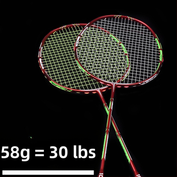 Ракетка за бадминтон Guangyu: карбонова рамка, тегло 75–79 g, дебелина на дръжката G5, тип ракета: прав удар, твърдост на пръчката: умерена