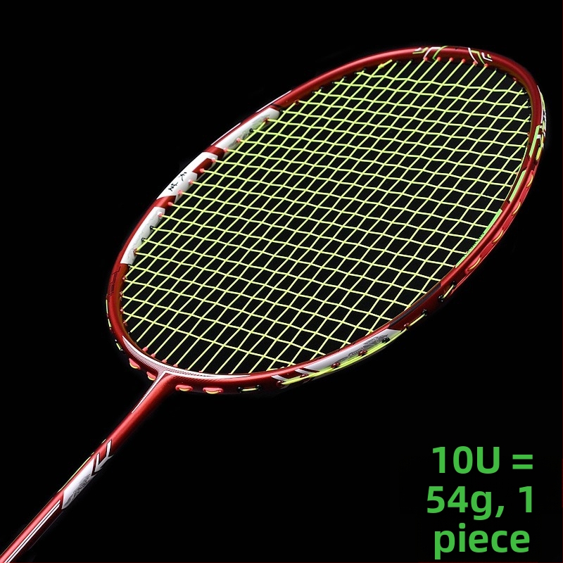 Ракетка за бадминтон Guangyu: карбонова рамка, тегло 75–79 g, дебелина на дръжката G5, тип ракета: прав удар, твърдост на пръчката: умерена