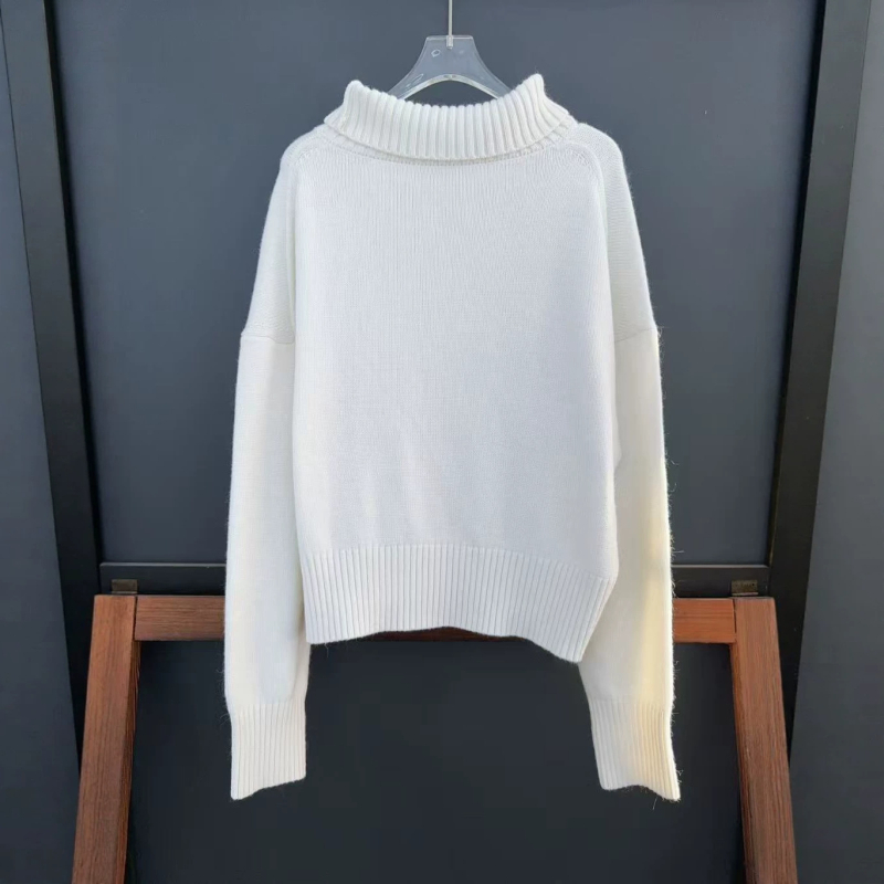 Ženski džemper s visokim ovratnikom, debeli pleteni, labav kroj, dugi rukavi, Mink Wool/Nylon smjesa
