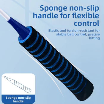 Ракета за бадминтон с рамка от желязна сплав, тегло 75–79 г, дръжка с антихлъзгаща пяна, с права глава, възможност за печат на лого