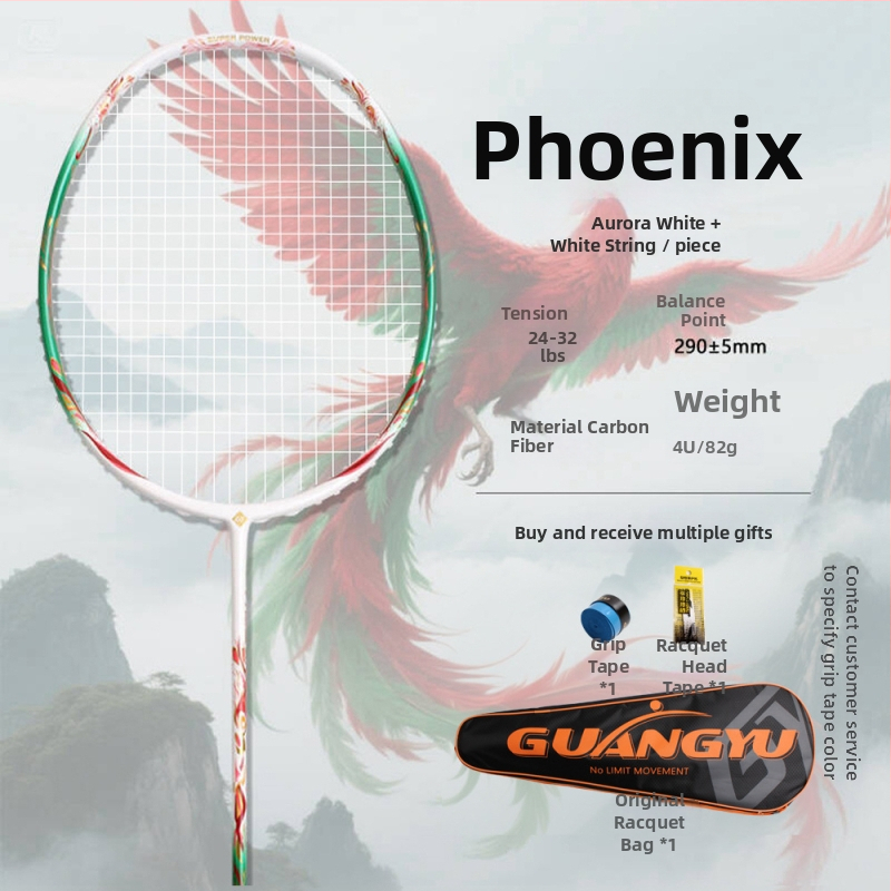 Ракета за бадминтон, карбонова рамка, тегло 80–84 g, дебелина на дръжката G5, директен удар, конкурентно ниво