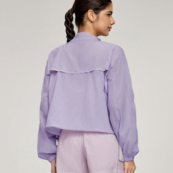 Ženska jakna sa stojećim ovratnikom, s vezanjem, lagana tkanina, UV zaštita UPF50+