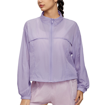 Ženska jakna sa stojećim ovratnikom, s vezanjem, lagana tkanina, UV zaštita UPF50+