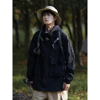 Jakna s kapuljom, zaštita od sunca, lagana, high street stil, 95% poliester, zip zatvarač, trodimenzionalni patch džepovi