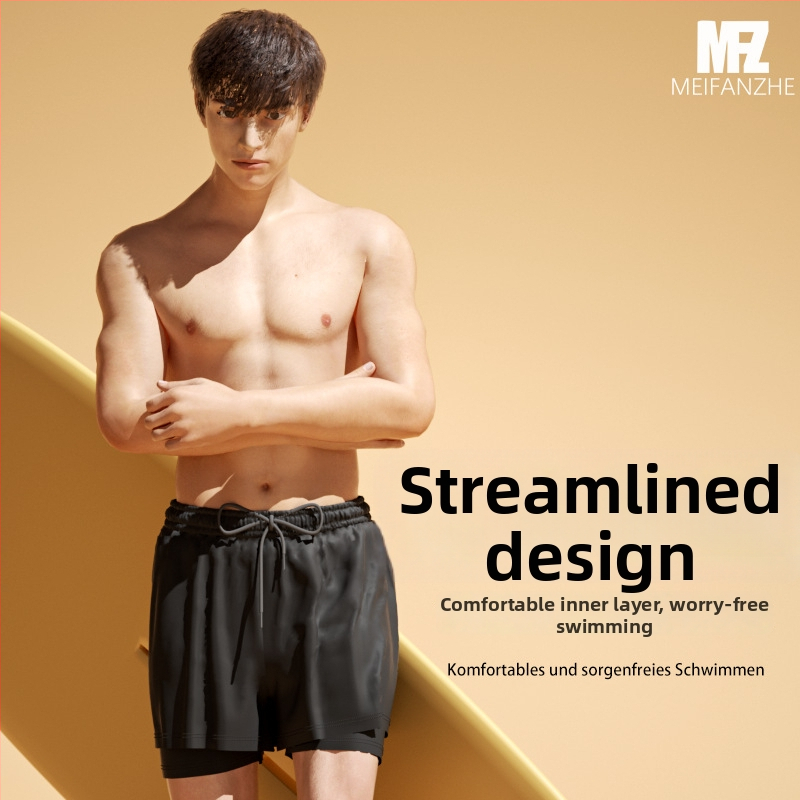 Ανδρικά μαγιό κολύμβησης, αναπνεύσιμα, γρήγορα στεγνώνοντα, στυλ μποξέρ, 100% πολυεστέρας, μονόχρωμα