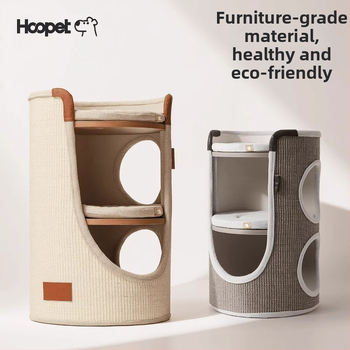 Hoopet котешка катерачна рамка — компактно гнездо за малки котки, двуетажна конструкция, от сизал