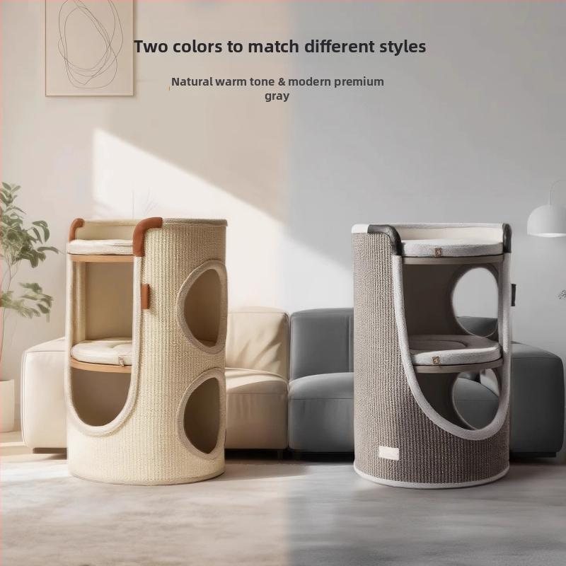 Hoopet veža na šplhanie pre mačky — kompaktný dizajn, dvojité poschodie, z sisalu, vhodné pre malé mačky