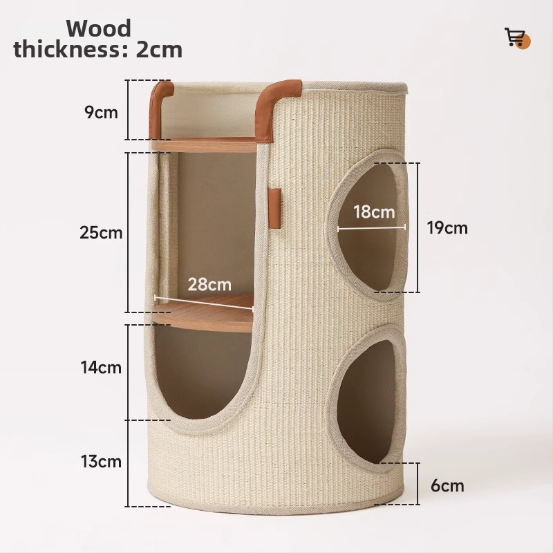 Hoopet котешка катерачна рамка — компактно гнездо за малки котки, двуетажна конструкция, от сизал