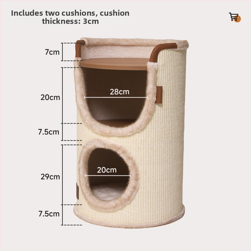 Hoopet котешка катерачна рамка — компактно гнездо за малки котки, двуетажна конструкция, от сизал