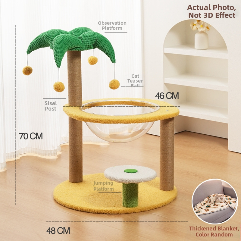 Котешко дърво за катерене с интегрирана котешка къщичка, материал сизал, марка Cute Xiao Ai, модел PJ--886, стил прост