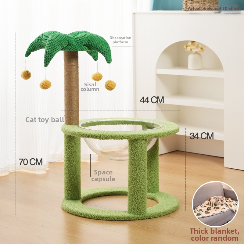 Котешко дърво за катерене с интегрирана котешка къщичка, материал сизал, марка Cute Xiao Ai, модел PJ--886, стил прост