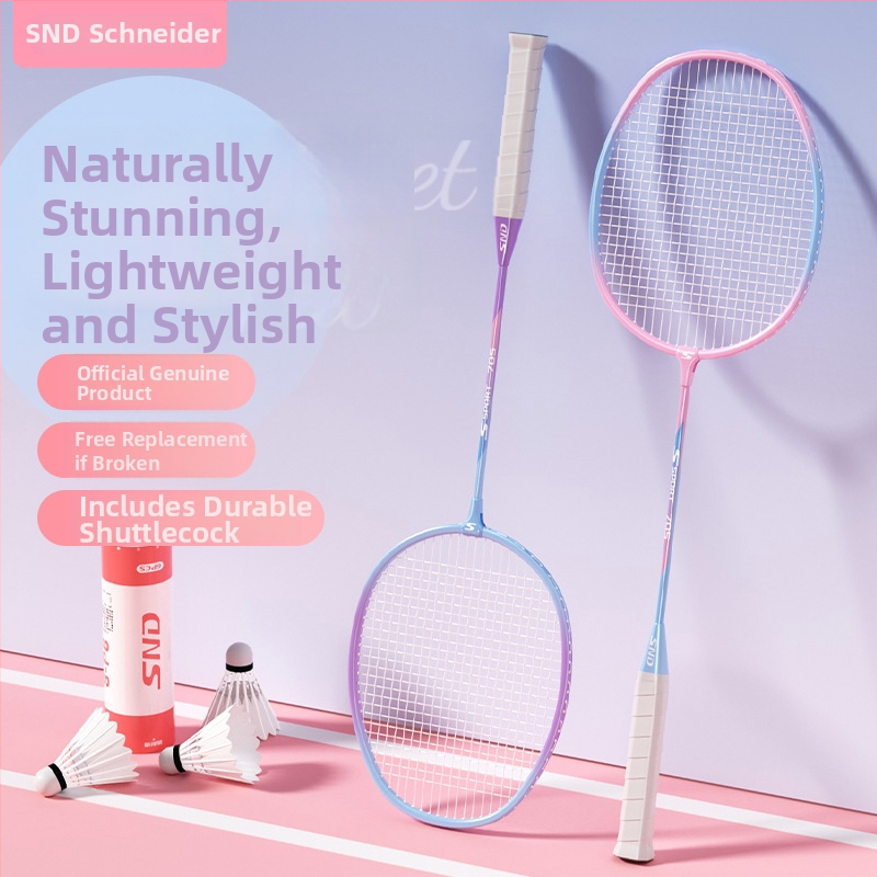 Бадминтон ракета от желязна сплав, ултралека, 95–100 g, дръжка G4, директен удар, комплект за единичен и двойков ползване за начинаещи