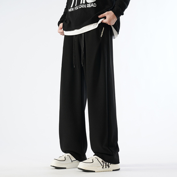 Casual pamukaste hlače s slojem zraka, jesen 2024, ležeran kroj, srednje visoki pojas, ravni kroj