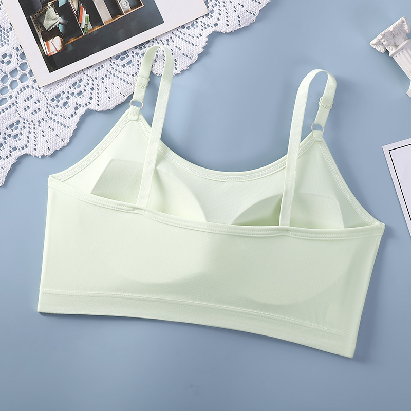 Razvojni grudnjak-Top za djevojčice 12–15 godina, puna šalica, tanke oblikovane šalice s pjenu, Ice Silk/Nylon tkanina, fiksne dvostruke naramenice, prozračno i udobno