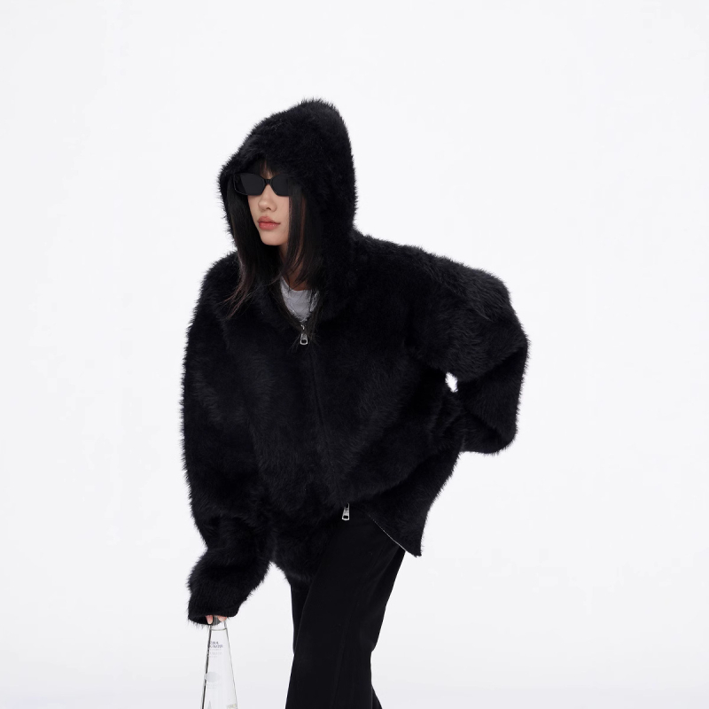 Ženski kardigan od Mink velvet s kapuljačom, regularni kroj, dugi rukavi, 30–50% poliester