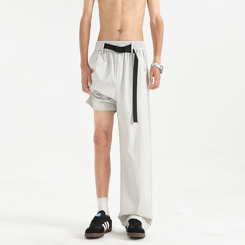 Unisex nohavice v americkom štýle s dekonštruovaným patchworkom, s vstavaným opaskom a gombom, voľný rovný strih, polyester 92%, jeseň 2025