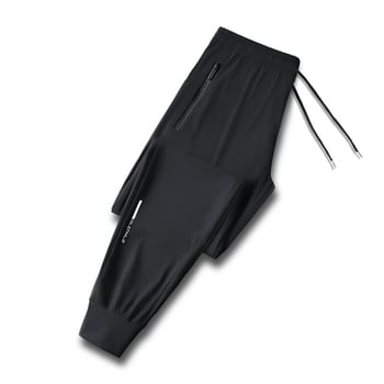 Ανδρικά παντελόνια Ice Silk, διαπνέοντα και γρήγορα στεγνωόμενα, με τσέπη φερμουάρ, μέση μεσαία, ίσια γραμμή